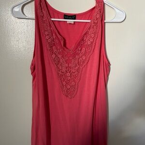 VENUS Coral Lace-Detail V-Neck Tank